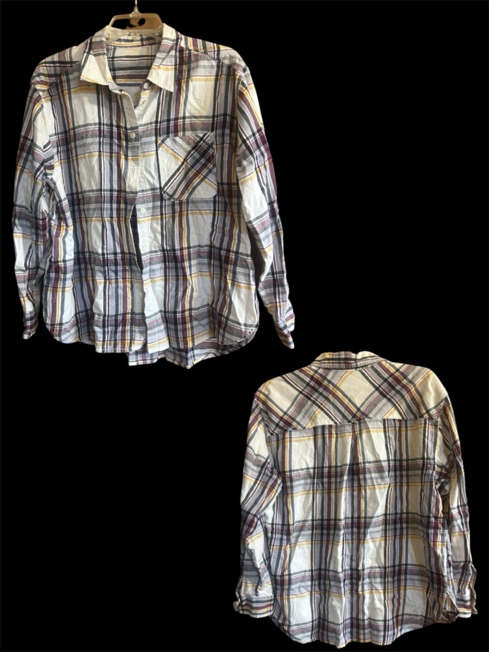 Women's Plaid Button-Down Shirt guessing size large